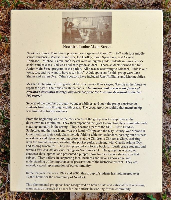 Newkirk Junior Main Street Marker. Click for full size. Newkirk Junior Main Street Marker image. Click for full size.