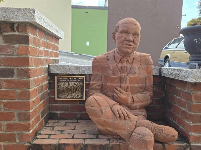 L.H. Jones Statue and Marker, located at The Whittling Wall in downtown Mt. Airy. Click for full size. L.H. Jones Statue and Marker, located at The Whittling Wall in downtown Mt. Airy image. Click for full size.