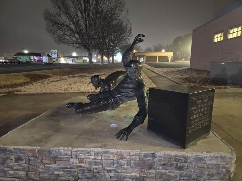 Tyrus Raymond Cobb Marker and statue (East view) image. Click for full size.