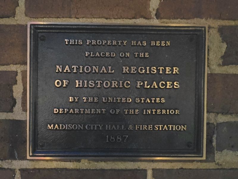 Madison City Hall & Fire Station Marker image. Click for full size.