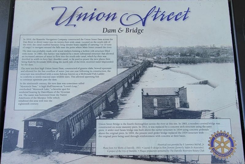 Union Street Dam & Bridge Marker image. Click for full size.
