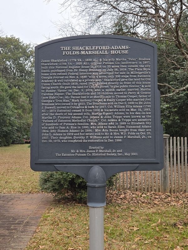 The Shackleford-Adams-Folds-Marshall House Marker image. Click for full size.