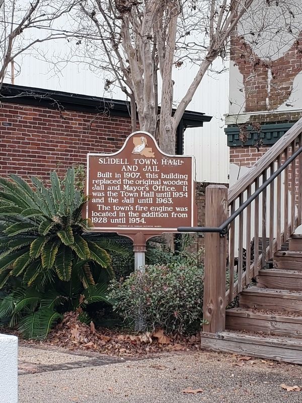 Slidell Town Hall and Jail Marker. Click for full size. Slidell Town Hall and Jail Marker image. Click for full size.