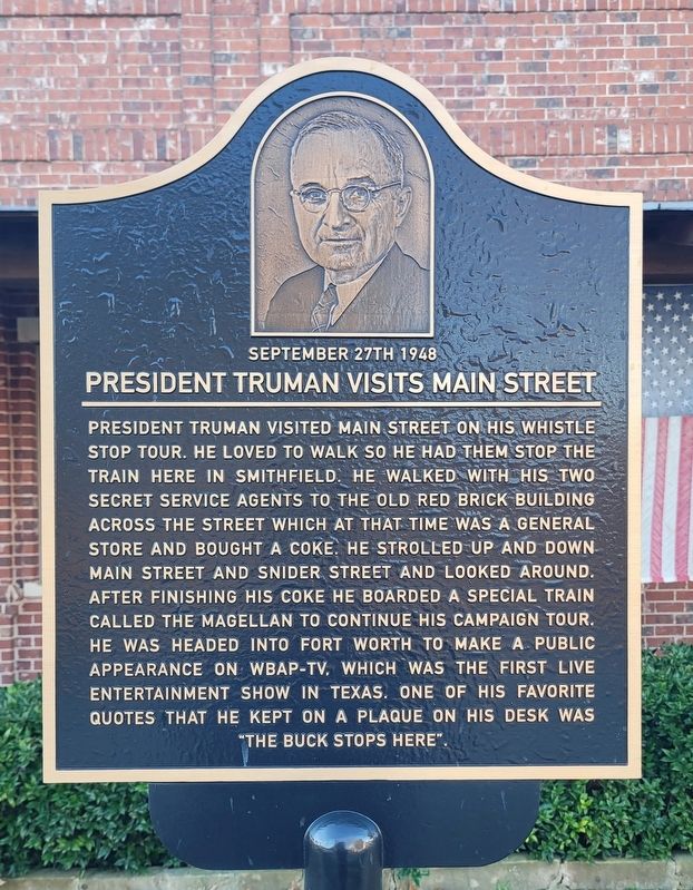 President Truman Visits Main Street Marker image. Click for full size.