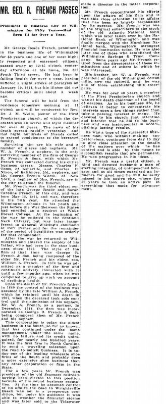 George Reade French obituary image. Click for full size.