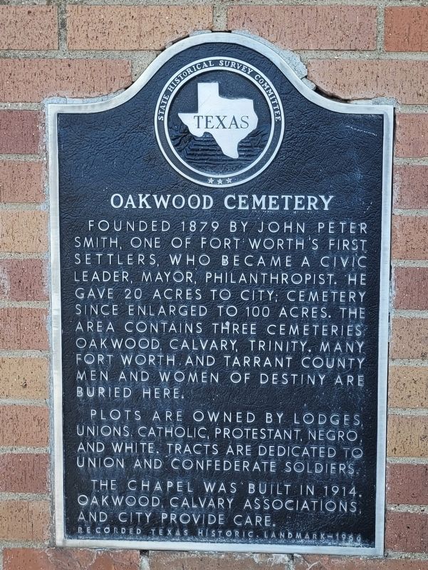 Oakwood Cemetery Marker. Click for full size. Oakwood Cemetery Marker image. Click for full size.
