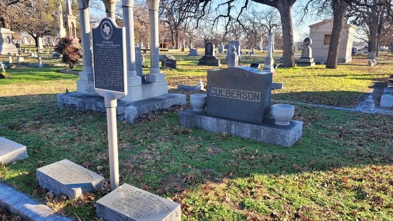 The Governor Charles A. Culberson Gravestone and Marker image. Click for full size.