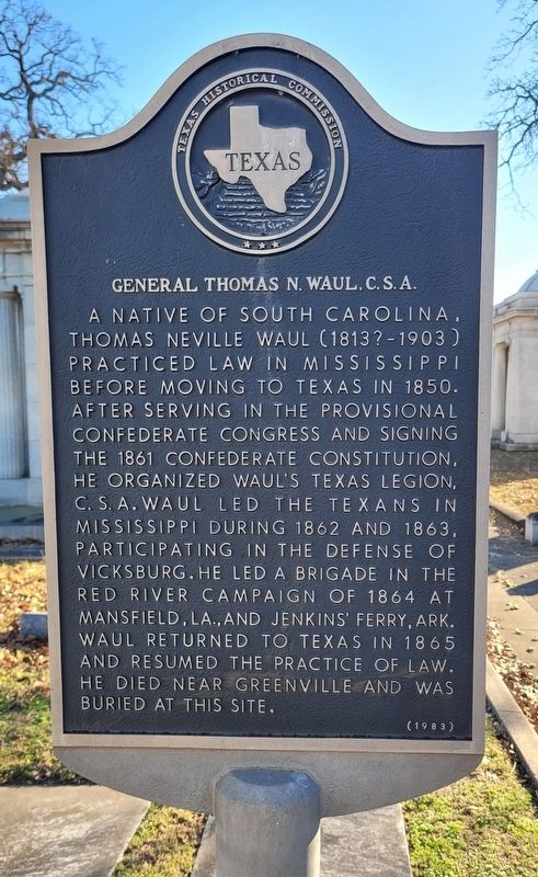 General Thomas N. Waul, C.S.A. Marker image. Click for full size.