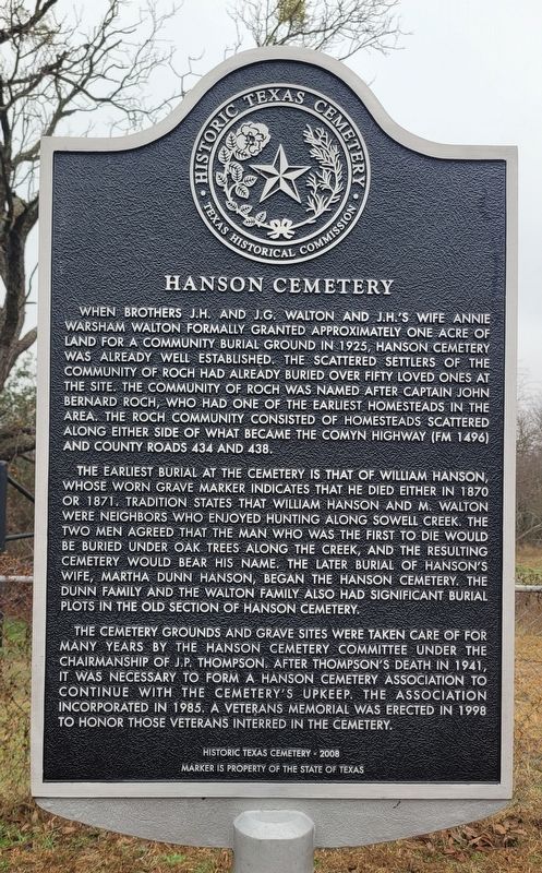 Hanson Cemetery Marker image. Click for full size.