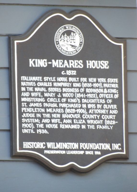 King-Meares House Marker image. Click for full size.