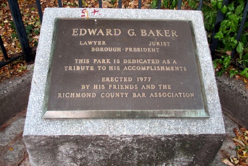 Edward G. Baker plaque. Click for full size. Edward G. Baker plaque image. Click for full size.