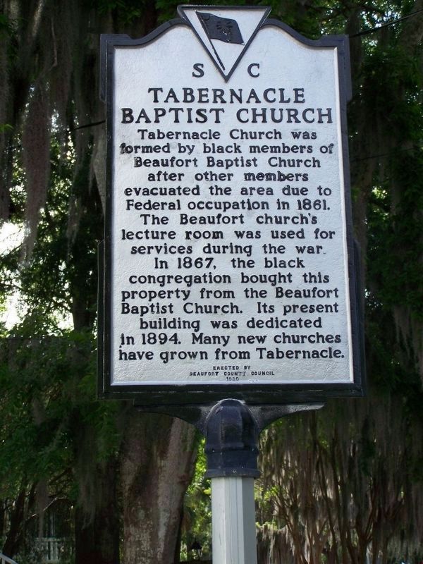Tabernacle Baptist Church side of marker image. Click for full size.