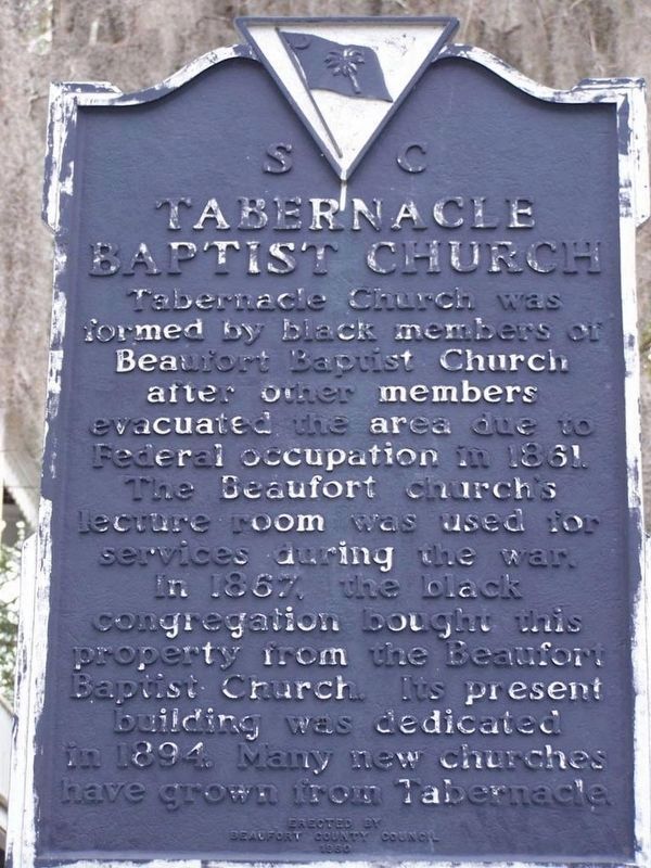 Tabernacle Baptist Church side of marker image. Click for full size.