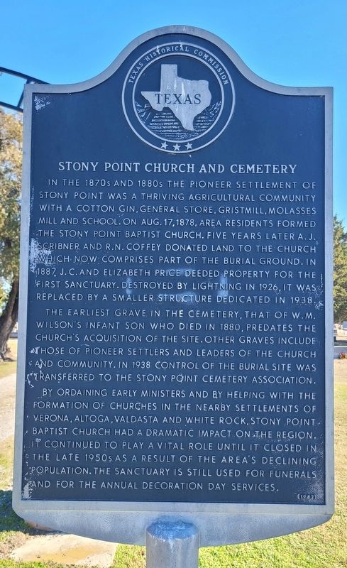 Stony Point Church and Cemetery Marker image. Click for full size.