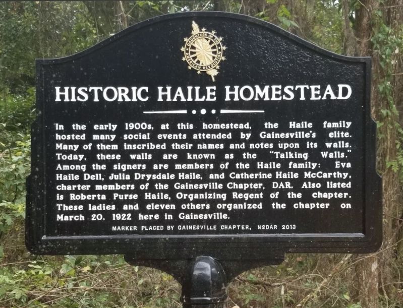 Historic Haile Homestead At Kanapaha Plantation Marker image. Click for full size.