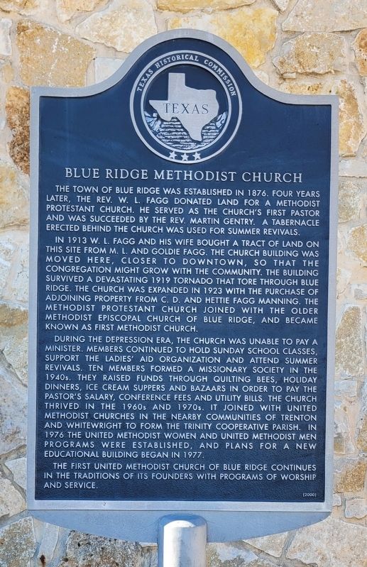 Blue Ridge Methodist Church Marker image. Click for full size.