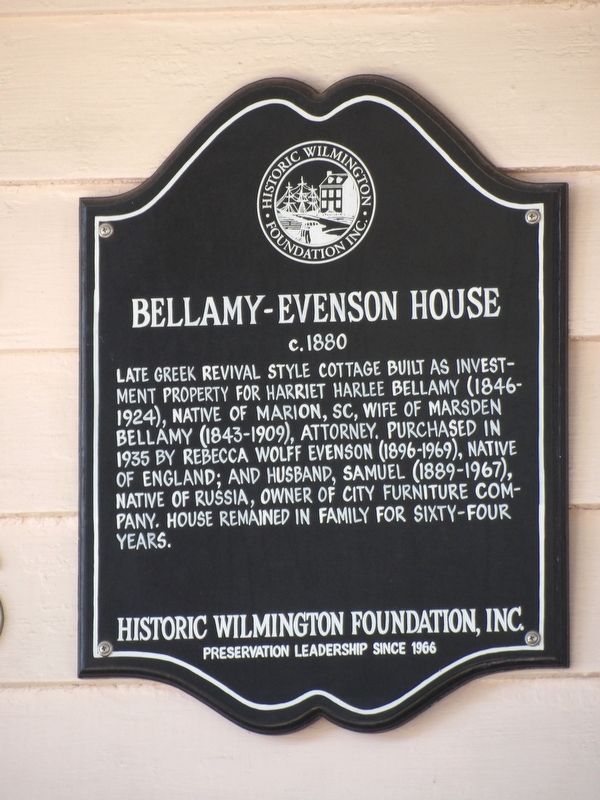 Bellamy-Evenson House Marker. Click for full size. Bellamy-Evenson House Marker image. Click for full size.