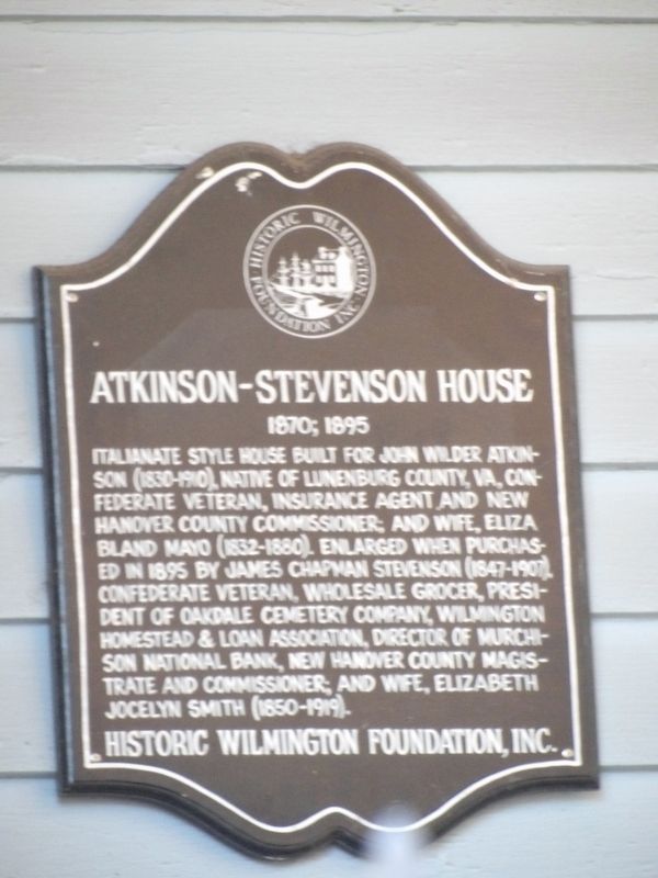 Atkinson-Stevenson House Marker. Click for full size. Atkinson-Stevenson House Marker image. Click for full size.