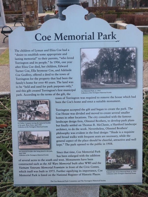 Coe Memorial Park Marker image. Click for full size.