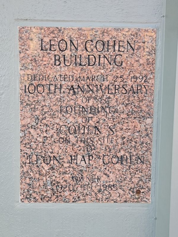 Leon Cohen Building Marker. Click for full size. Leon Cohen Building Marker image. Click for full size.