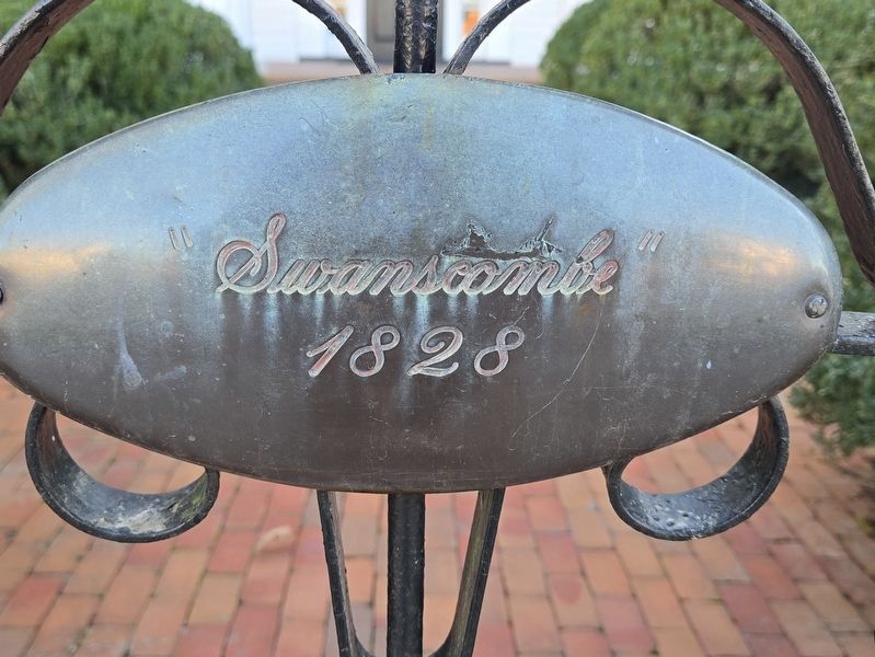 Swanscombe script on the front gate ornament. Click for full size. Swanscombe script on the front gate ornament image. Click for full size.