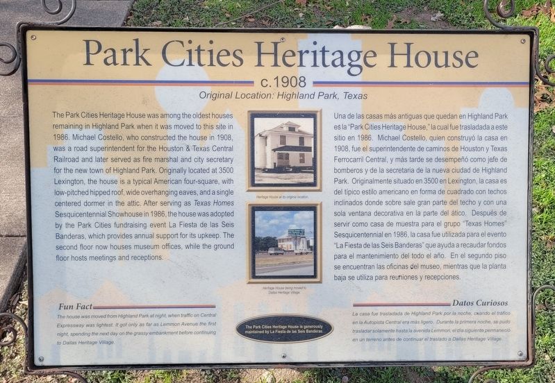Park Cities Heritage House Marker. Click for full size. Park Cities Heritage House Marker image. Click for full size.