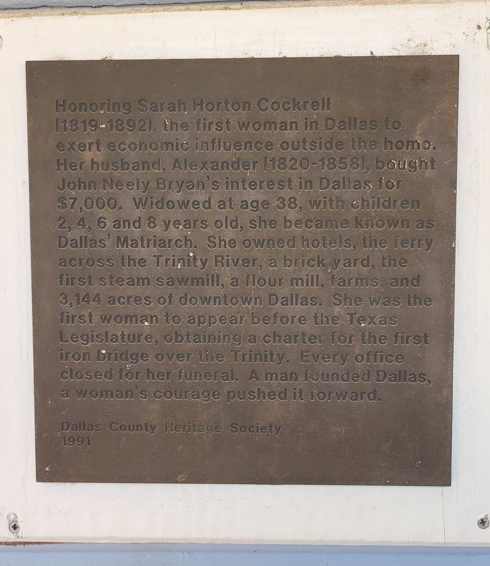 Honoring Sarah Horton Cockrell Marker. Click for full size. Honoring Sarah Horton Cockrell Marker image. Click for full size.
