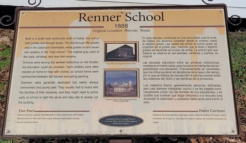 Renner School Marker. Click for full size. Renner School Marker image. Click for full size.