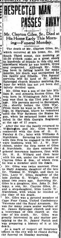Clayton Giles, Sr. obituary image. Click for full size.