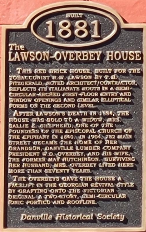 The Lawson-Overbey House Marker. Click for full size. The Lawson-Overbey House Marker image. Click for full size.