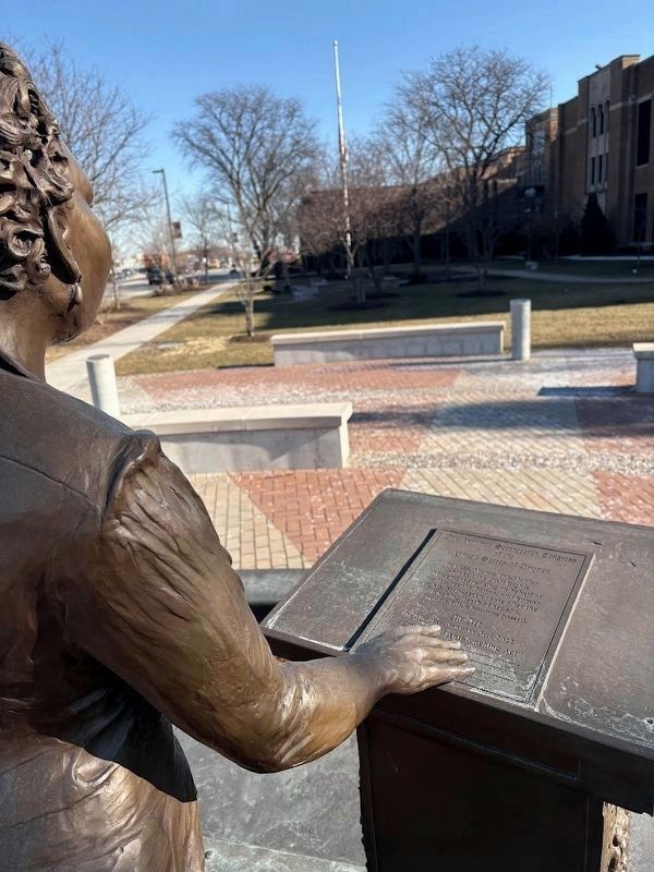 Mamie Till-Mobley statue and historical text image. Click for full size.
