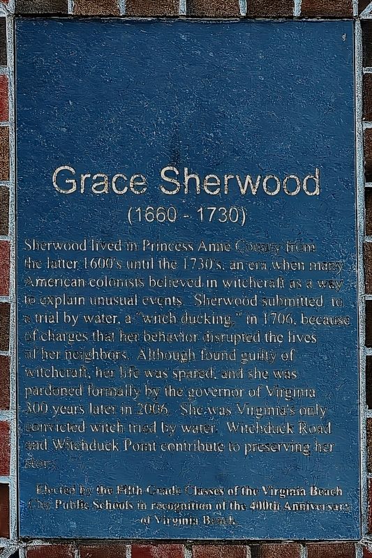 Grace Sherwood Marker image. Click for full size.