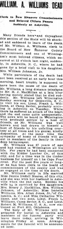 William Arthur Williams obituary. Click for full size. William Arthur Williams obituary image. Click for full size.