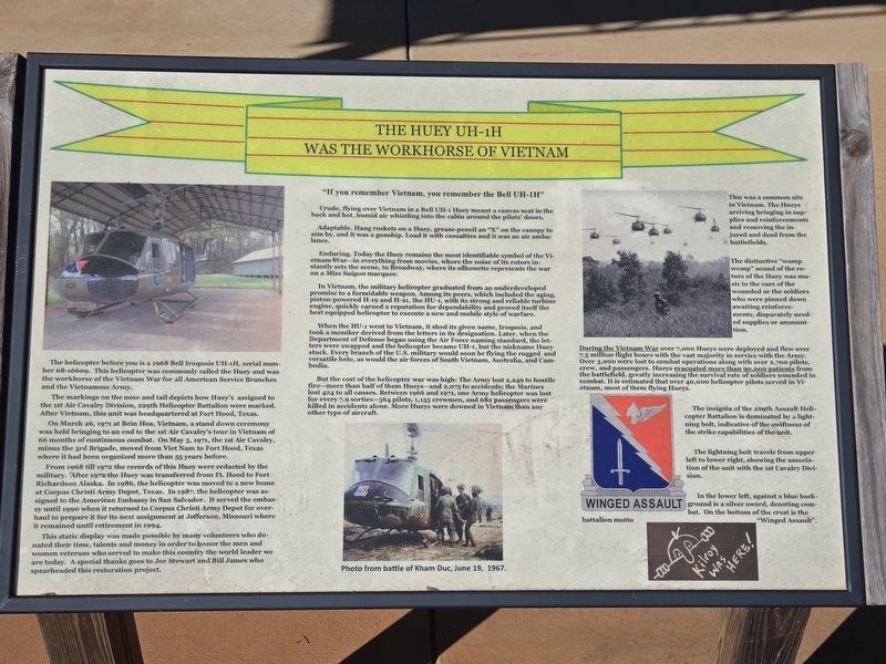 The Huey UH-1H Was the Workhorse of Vietnam Marker image. Click for full size.