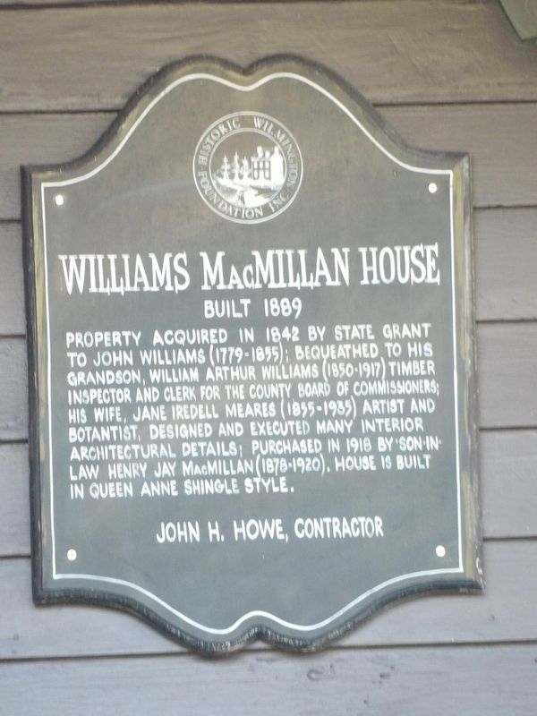 Williams MacMillan House Marker. Click for full size. Williams MacMillan House Marker image. Click for full size.