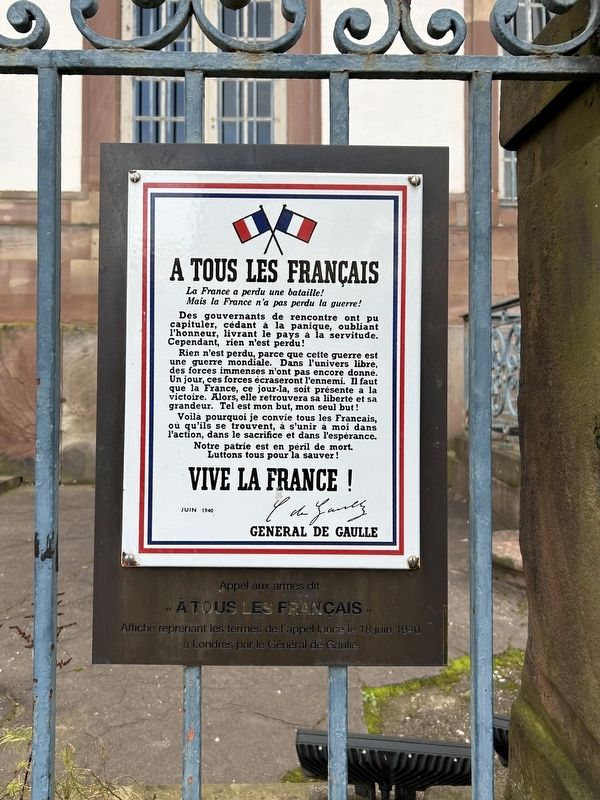 A Tous Les Français Marker. Click for full size. A Tous Les Français Marker image. Click for full size.