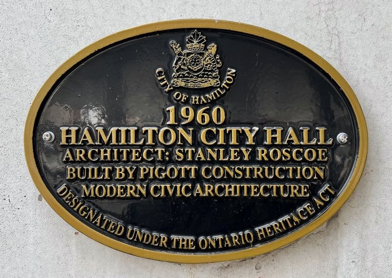 Hamilton City Hall Marker. Click for full size. Hamilton City Hall Marker image. Click for full size.