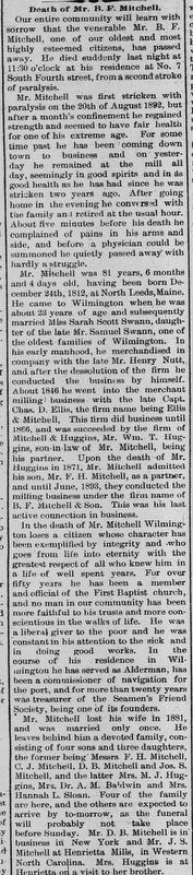 Benjamin F. Mitchell obituary image. Click for full size.