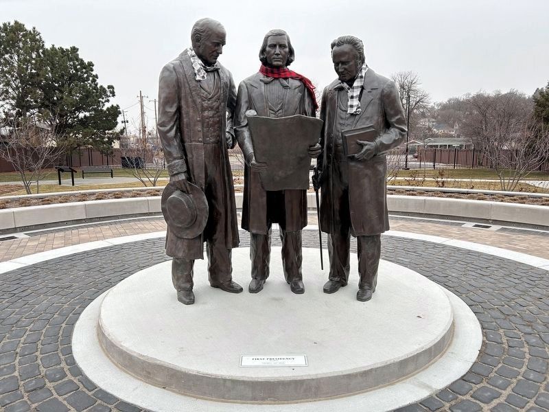 First Presidency in 1847 Statue. Click for full size. First Presidency in 1847 Statue image. Click for full size.