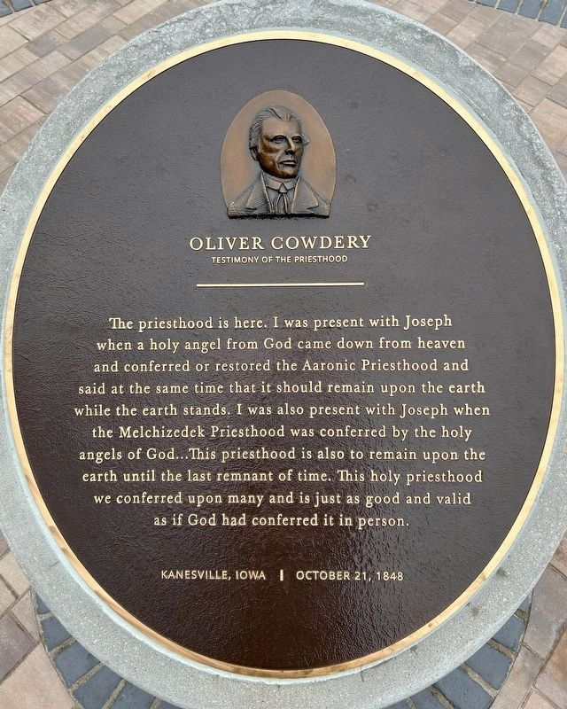 Oliver Cowdery's Testimony Marker. Click for full size. Oliver Cowdery's Testimony Marker image. Click for full size.