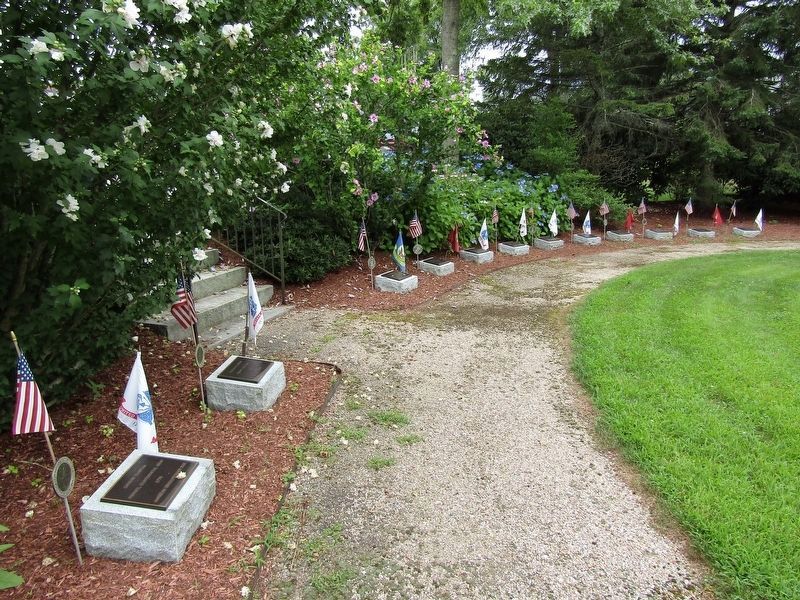 Veterans markers in Mashpee Veterans Garden image. Click for full size.