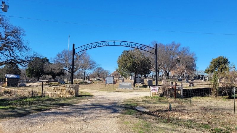 The entrance to the Covington Cemetery and Marker image. Click for full size.
