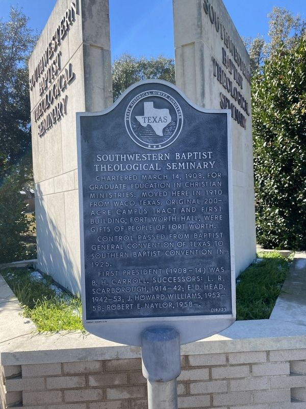 Southwestern Baptist Theological Seminary Marker. Click for full size. Southwestern Baptist Theological Seminary Marker image. Click for full size.