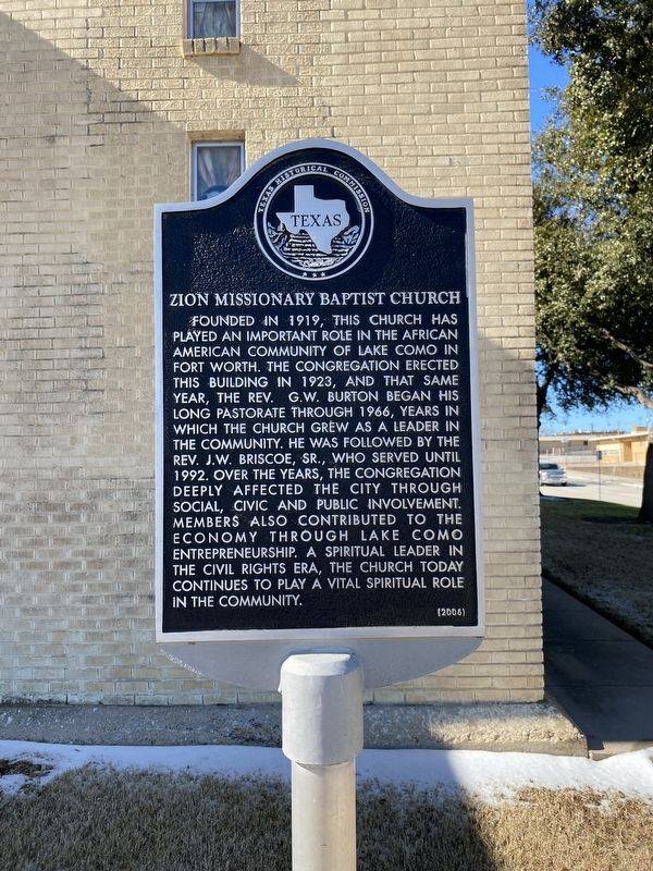 Zion Missionary Baptist Church Marker image. Click for full size.