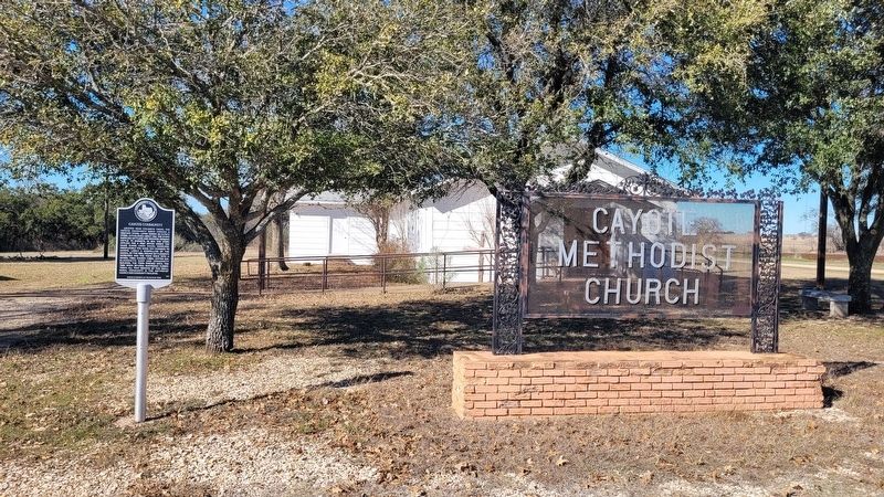 The Cayote Methodist Church and Marker image. Click for full size.