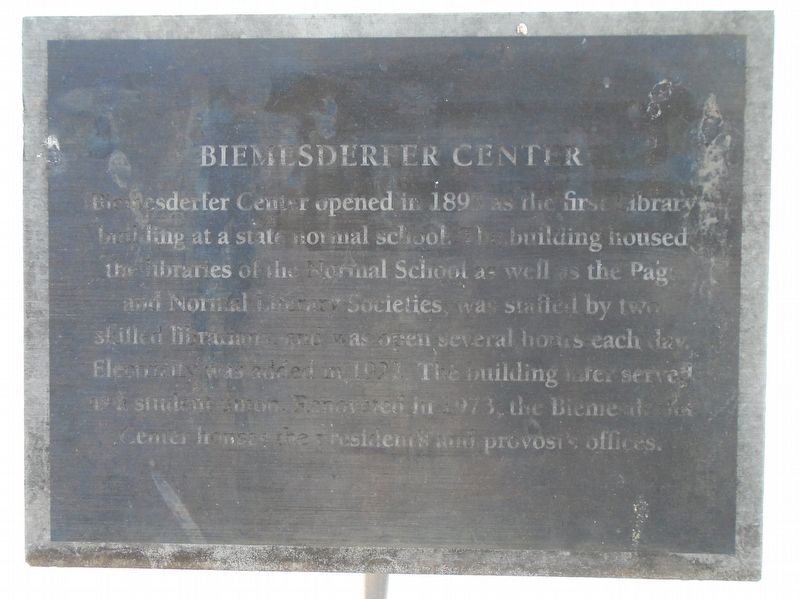 Biemesderfer Center [Old Library] Marker image. Click for full size.