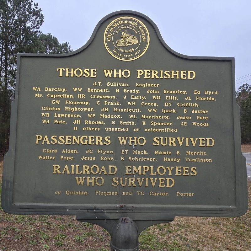 Camp Creek Train Wreck Marker, Side Two. Click for full size. Camp Creek Train Wreck Marker, Side Two image. Click for full size.