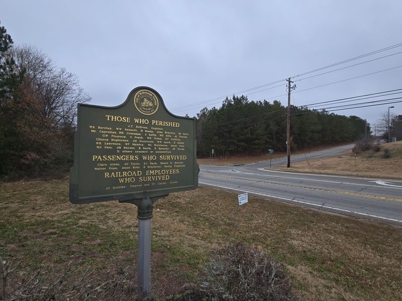 Camp Creek Train Wreck Marker side two looking towards Chase Court intersection. Click for full size. Camp Creek Train Wreck Marker side two looking towards Chase Court intersection image. Click for full size.