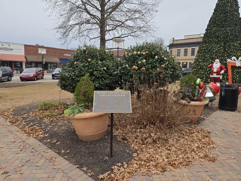Full view of Henry County Sons Lost in Vietnam Marker looking SE from the McDonough Square center. Click for full size. Full view of Henry County Sons Lost in Vietnam Marker looking SE from the McDonough Square center image. Click for full size.