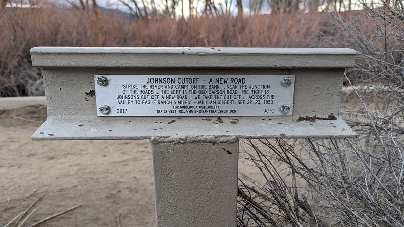 Johnson Cutoff - A New Road side of marker image. Click for full size.